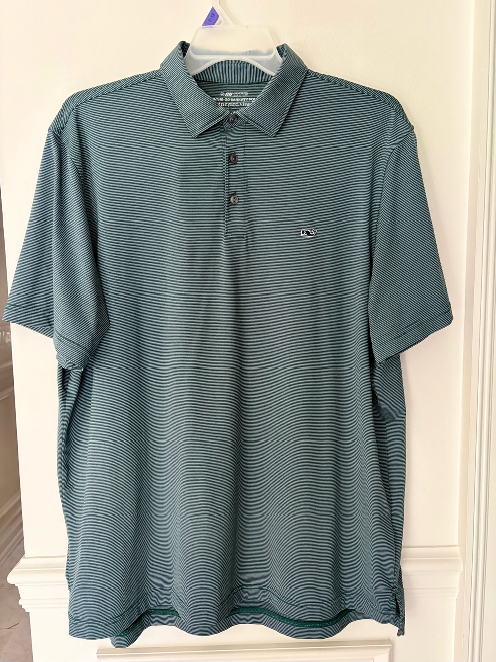 Vineyard Vines On-The-Go Sankaty Polo Shirt Green Stripe Performance Golf XL